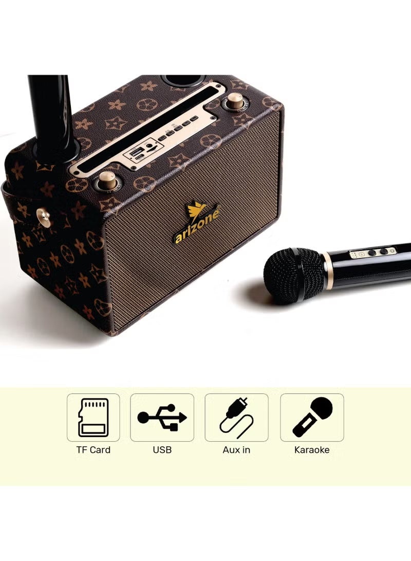 arizone Karaoke Speaker with 2 Wireless Microphones Portable Bluetooth System for Kids & Adults - Image 2